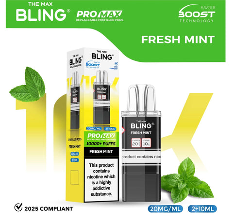 Buy Bulk Wholesale The Bling 10k Pro Max Replacement Pods (BOX OF 5) - vapesourceuk
