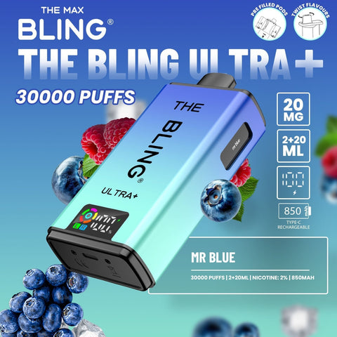 Buy Bulk Wholesale The Bling Ultra Plus 30k Prefilled Vape Pod Kit Box of 5 - vapesourceuk