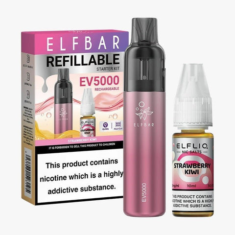 Buy Bulk Wholesale Elf Bar EV5000 Starter Kit & Elfliq Nic Salt 10ml E - Liquid Combo Pack - vapesourceuk