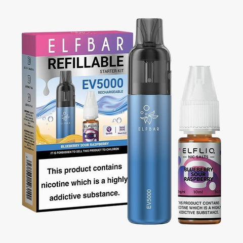 Buy Bulk Wholesale Elf Bar EV5000 Starter Kit & Elfliq Nic Salt 10ml E - Liquid Combo Pack - vapesourceuk