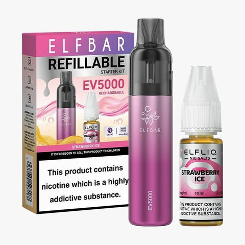Buy Bulk Wholesale Elf Bar EV5000 Starter Kit & Elfliq Nic Salt 10ml E - Liquid Combo Pack - vapesourceuk