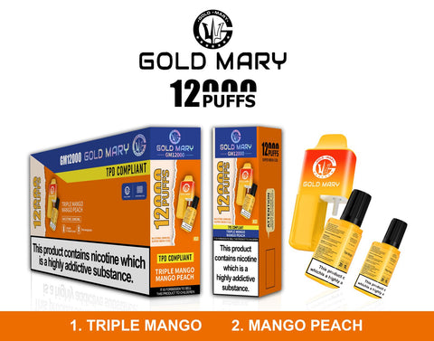 Buy Bulk Wholesale Gold Mary 12000 Disposable Vape Box of 5 - vapesourceuk