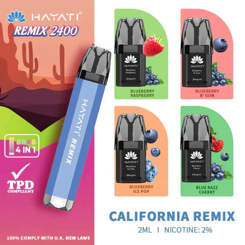 Buy Bulk Wholesale Hayati Remix 2400 Puffs 4 in 1 Disposable Vape Pod Kit Box of 5 - vapesourceuk