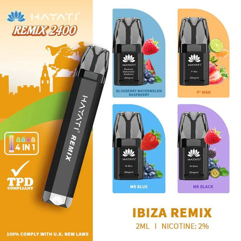 Buy Bulk Wholesale Hayati Remix 2400 Puffs 4 in 1 Disposable Vape Pod Kit Box of 5 - vapesourceuk