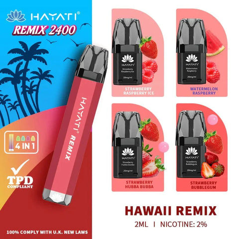 Buy Bulk Wholesale Hayati Remix 2400 Puffs 4 in 1 Disposable Vape Pod Kit Box of 5 - vapesourceuk