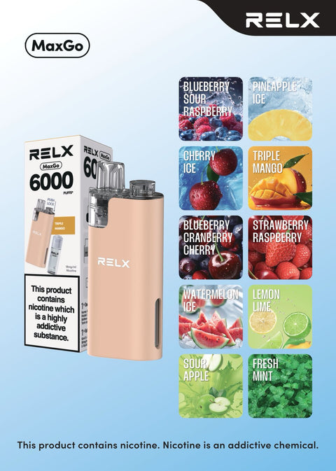 Buy Bulk Wholesale Relx Max Go 6000 Disposable Vape Box of 5 - vapesourceuk
