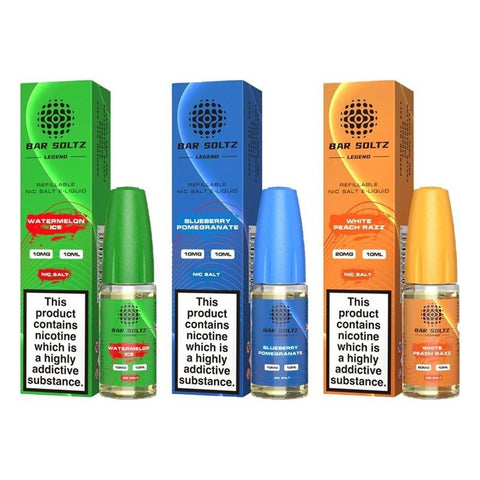Buy Bulk Wholesale Bar Soltz Legend Nic Salts 10ml E - liquids - Box of 10 - vapesourceuk