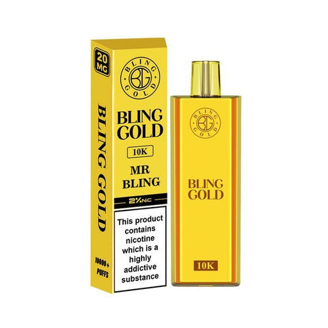 Buy Bulk Wholesale Bling Gold 10000 Disposable Vape Puff Pod Bar Pack of 10 - vapesourceuk